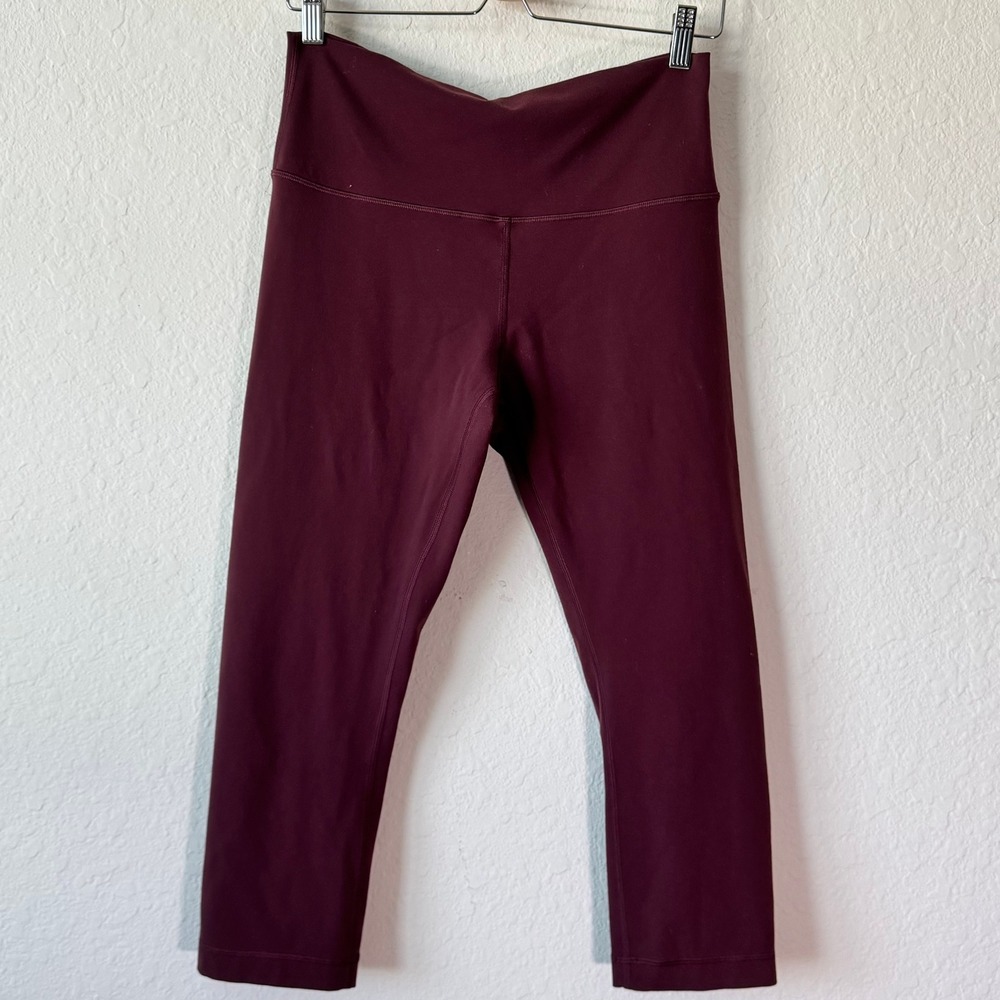 Lululemon Wunder Under High-Rise Crop Burgundy Leggings Size 10 Yoga Gym Pants